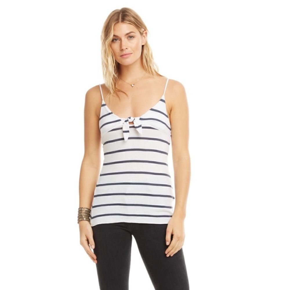 Chaser gauzy cotton tunic length cami with tie front feature sz medium
